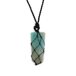 Laced Gemstone Flat Point Pendant – Amazonite