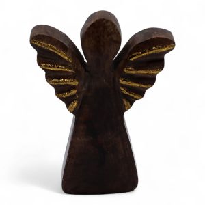 Small Mango Wood Angel – Gold Decor 12cm