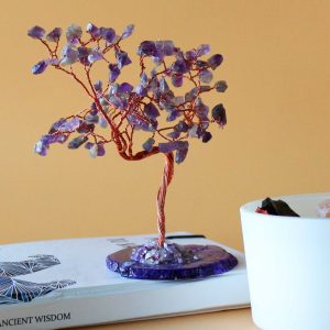 Amethyst Gemstone Tree on Natural Agate – 100 Stones