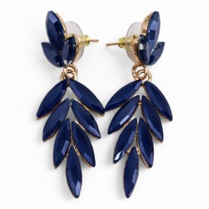 Royal Blue Vintage Glass Long Drop Earrings
