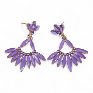Lavender Vintage Glass Long Drop Earrings
