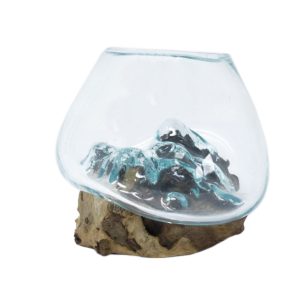 Molten Glass Bowl on Natural Wood – Small