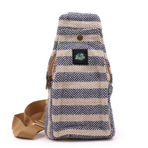 Natural Cotton Crossbody Bag – Tan & Navy