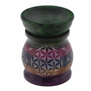 Flower of Life Soapstone Oil Burner – Five Colours