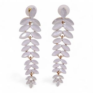 Pearl Vintage Glass Long Drop Earrings
