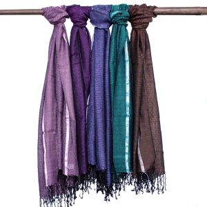 Large Indian Boho Scarf – Gold Thread – 75×180cm